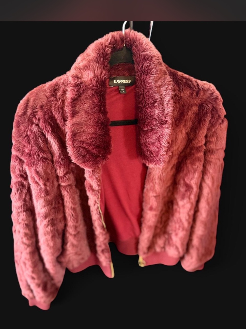 Express Women's Plush Teddy Jacket in Rose Pink